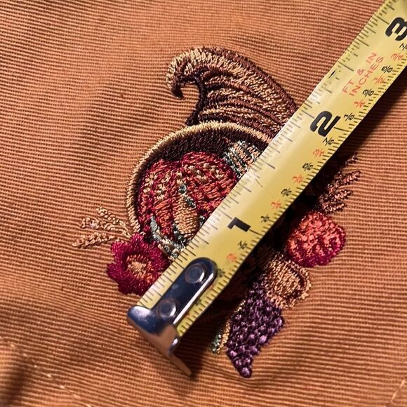 Thanksgiving Set of (3) Mustard Napkins w/ Custom Cornucopia Embroidery - Picture 8 of 11